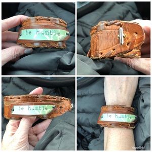 Leather Cuff bracelet. Be humble